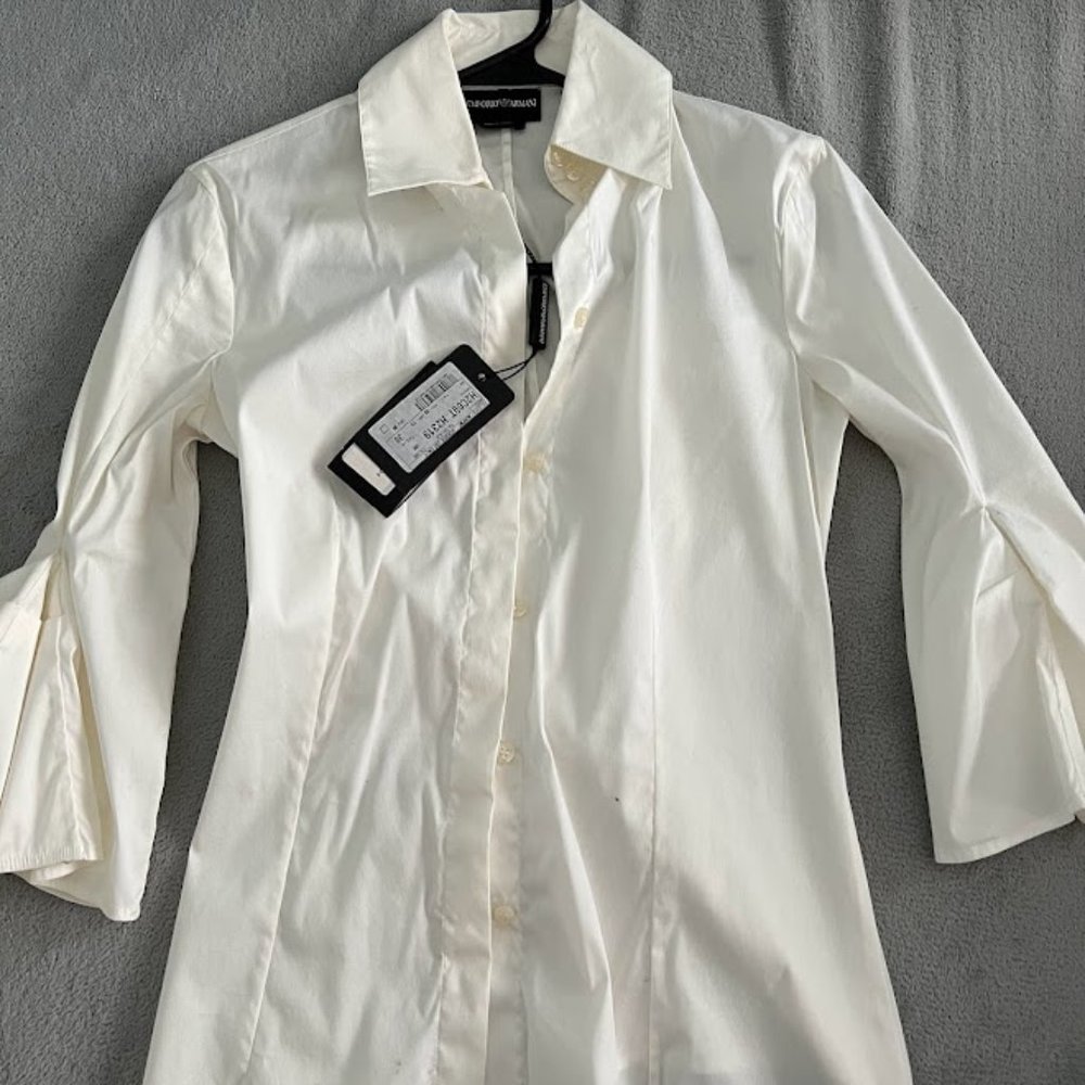 Emporio Armani White Dress Shirt 3/4 Sleeves